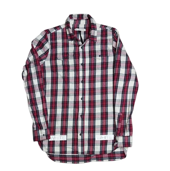 SS15 Off-White | Virgil Abloh | Button Up Flannel | Hazard Paint Logo | Oversize - Picture 3 of 16